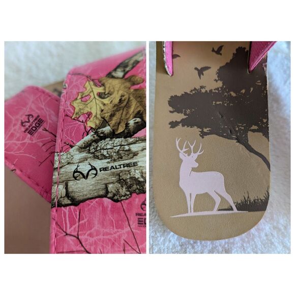 Realtree Women's Pink Open Toe Camo Criss Cross Slide Sandal  Sz 9/10 - Picture 5 of 9